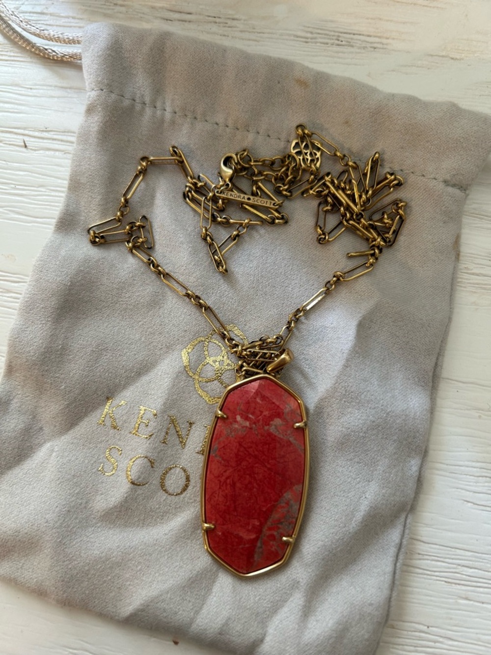Kendra Scott Gold and Dark Orange Necklace